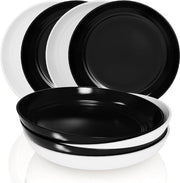 Piatti da tavola in plastica 198 cm insieme da 8 servizi servizio in frigorifero piatti da microonde nero-bianco