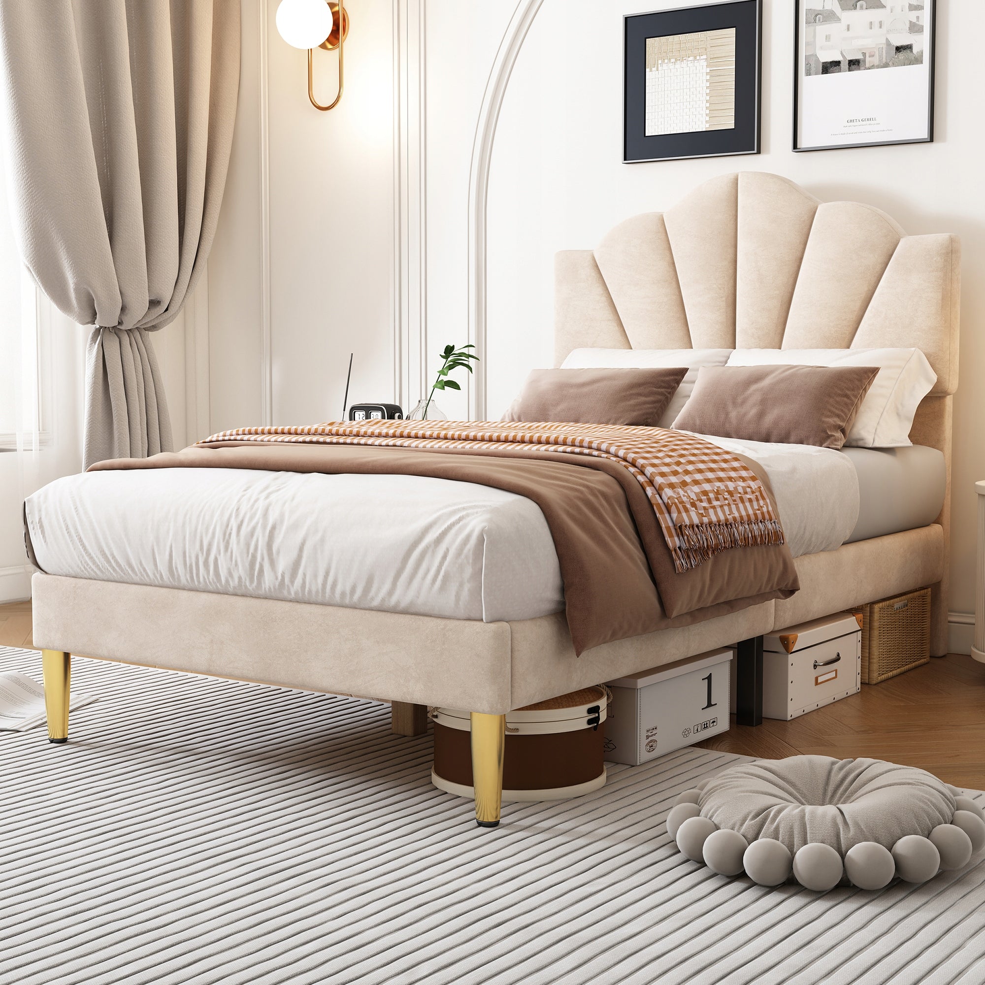 Letto imbottito regolabile - Xylo - 90x200 - Beige