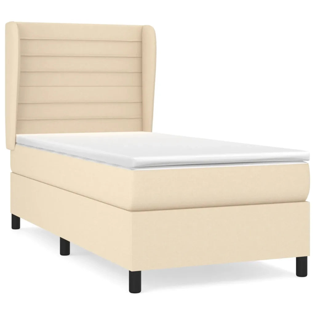 Giroletto a Molle con Materasso Crema 100x200 cm in Tessuto 3128026