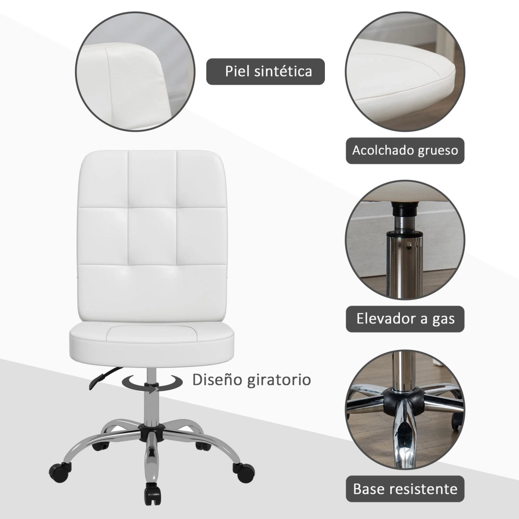 Sedia da Ufficio Girevole in Similpelle ¨C zephmum ¨C Bianco 45x59x90-100 cm