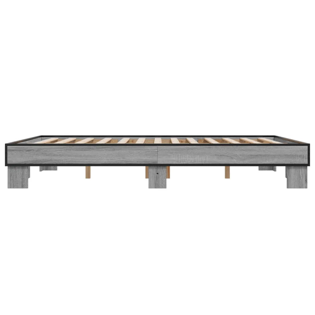 Letto matrimoniale | Letto per adulti | Giroletto Grigio Sonoma 150x200 cm in Legno Multistrato Metallo