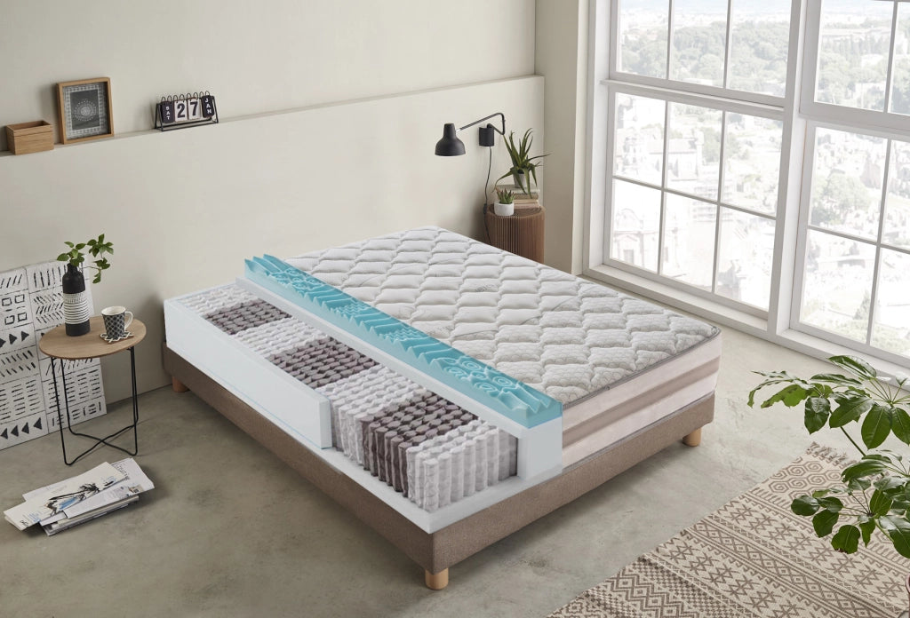 Materasso Matrimoniale 160x200 800 molle e Memory Foam - 9 zone differenziate - sfoderabile - alto 25 cm