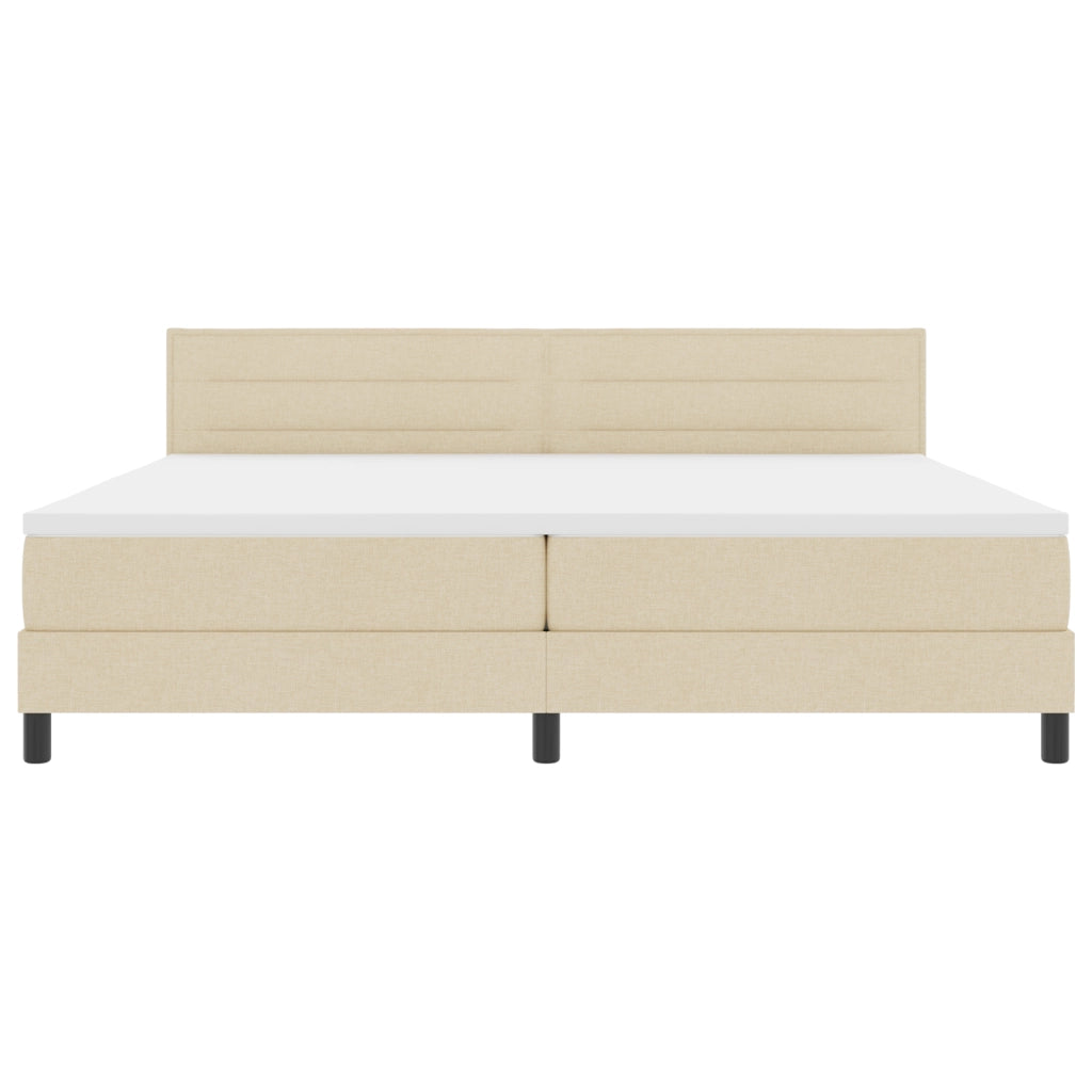 Letto Box Spring con Materasso Crema 200x200 cm Tessuto