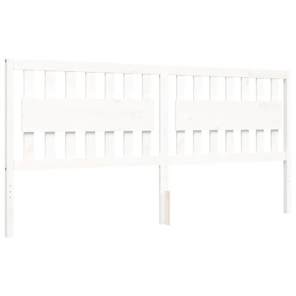Giroletto con Testiera Bianco 200x200 cm in Legno Massello 3194332