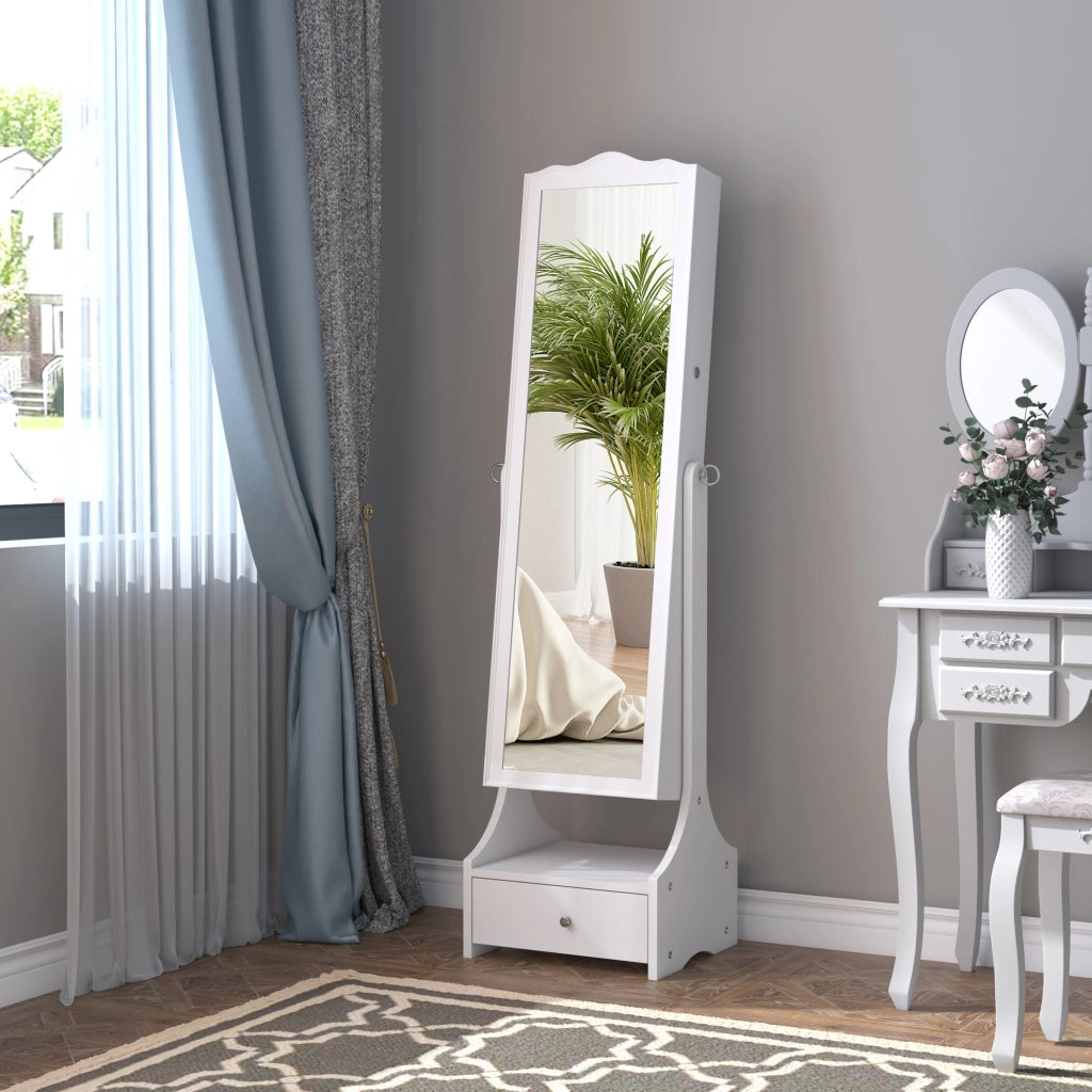 Armadio Portagioie con Specchio e Cassettiera ¨C zephmum ¨C Bianco 45x36x150 cm