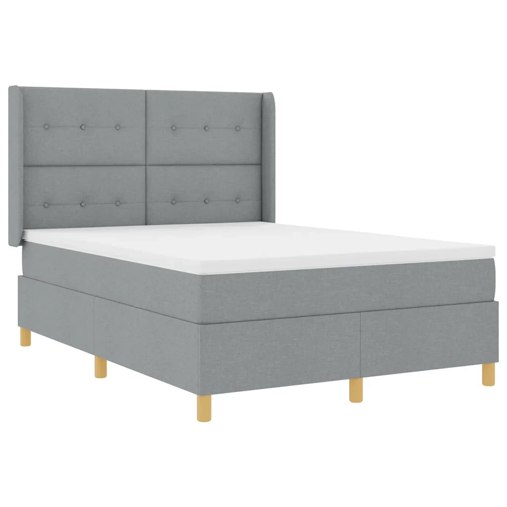 Letto a molle con materasso Grigio chiaro 140 x 190 cm Tessuto