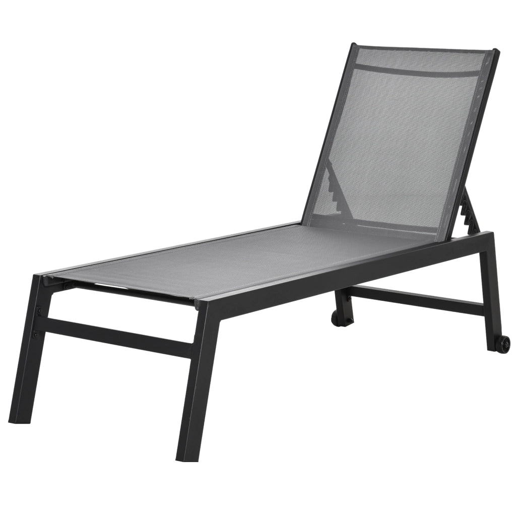 Lettino da Giardino Grigio e Nero ¨C Zephmum ¨C Alluminio