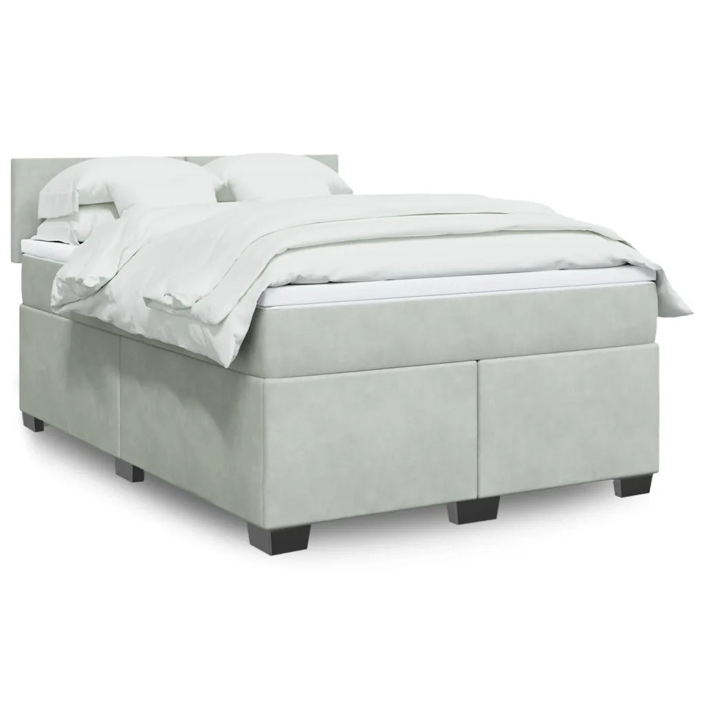Giroletto a Molle con Materasso Grigio Chiaro 140x200cm Velluto
