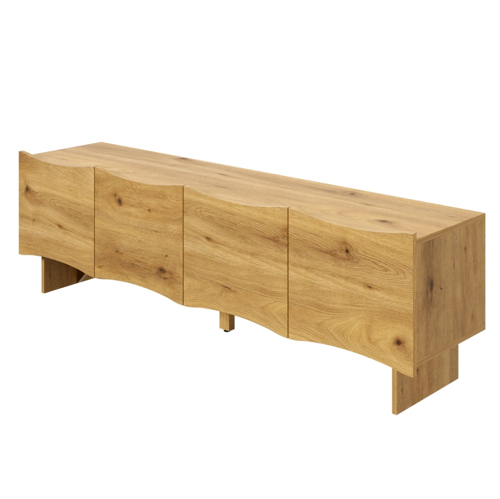 Mobile TV 155x36x47 cm con quattro porte e passacavi in truciolato naturale