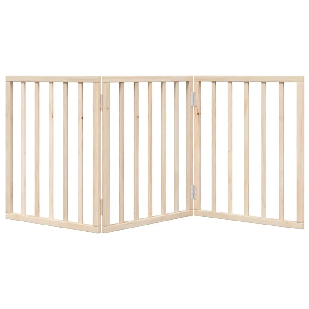 Cancelletto di sicurezza pieghevole per cani a 3 pannelli 150 cm legno di pioppo marrone 02_0023068