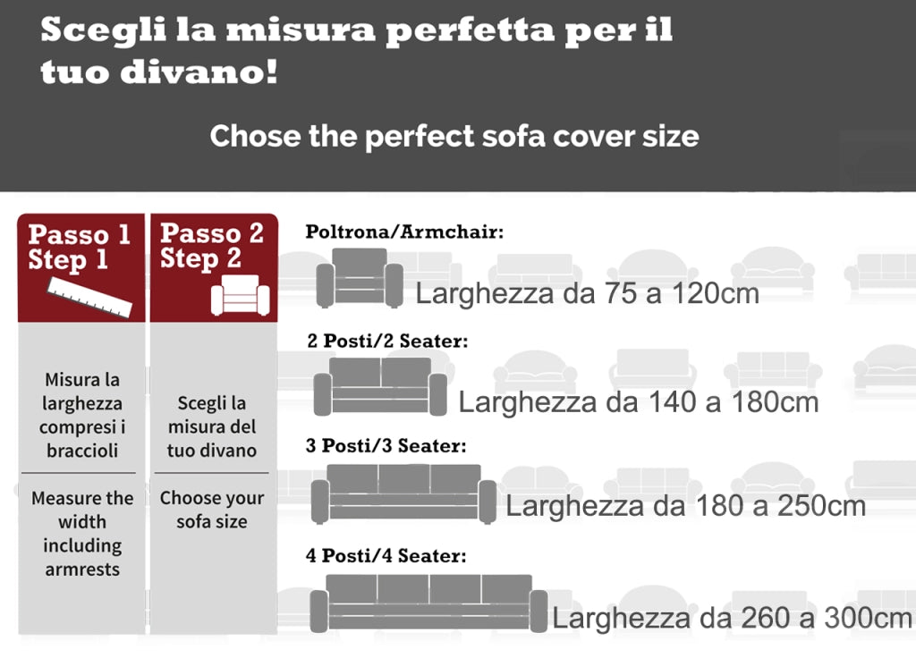 Copridivano Antimacchia Elasticizzato Protettivo Impermeabile Genius Tinta Unita - 2 Posti - Rosso 1016