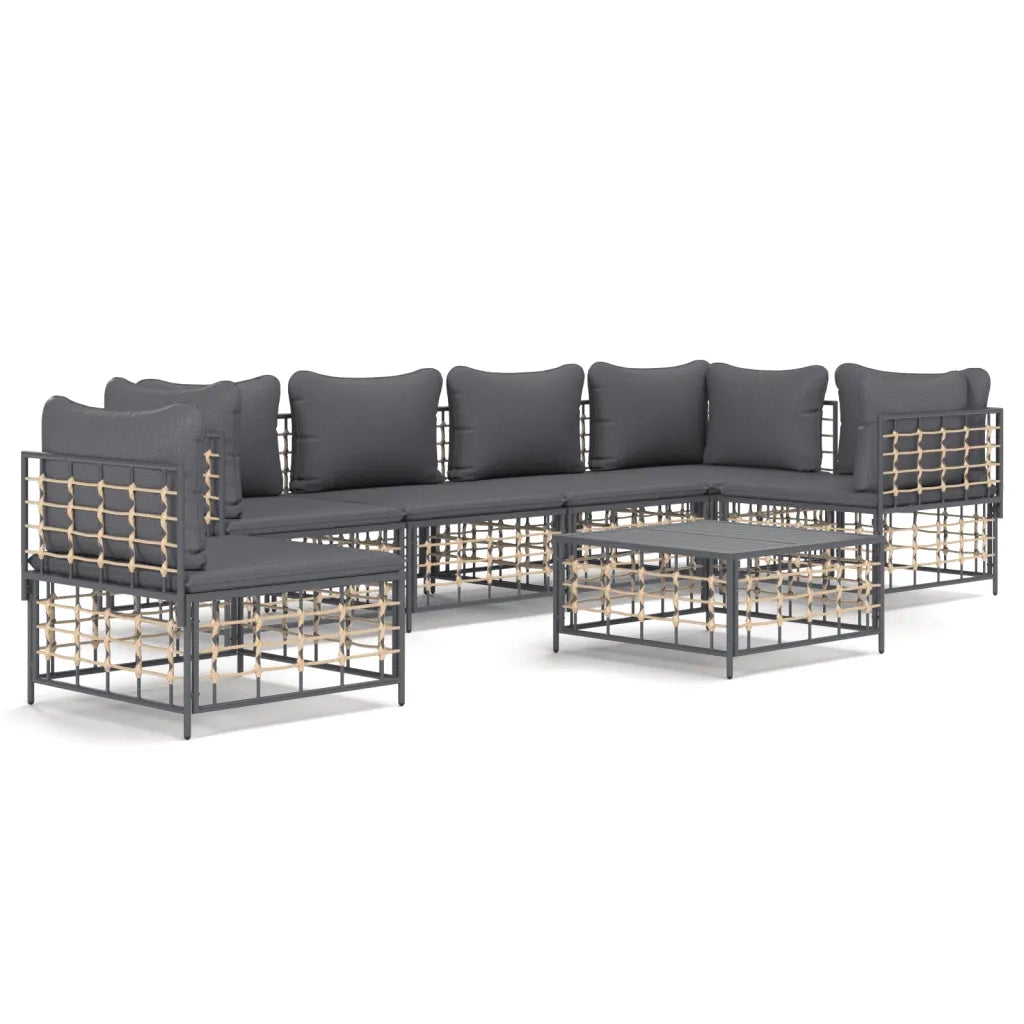 Set Divani da Giardino 7 pz con Cuscini Antracite in Polyrattancod mxl 77257