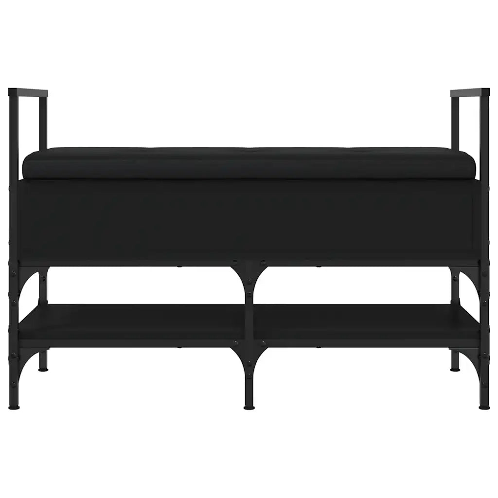 Panca Portaoggetti Nera 85,5x42x57,5 cm in Legno Multistrato 835229