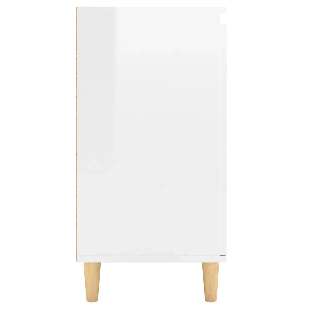Credenza Gambe Massello Bianco Lucido 60x35x70cm Multistrato 806073