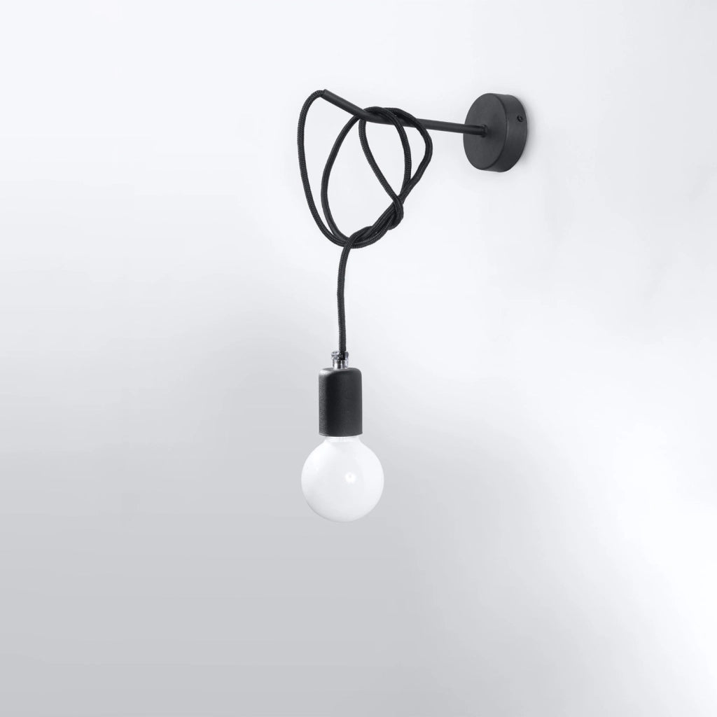 Applique da parete NIKOLO nera metallo corda E27 Pure Lume