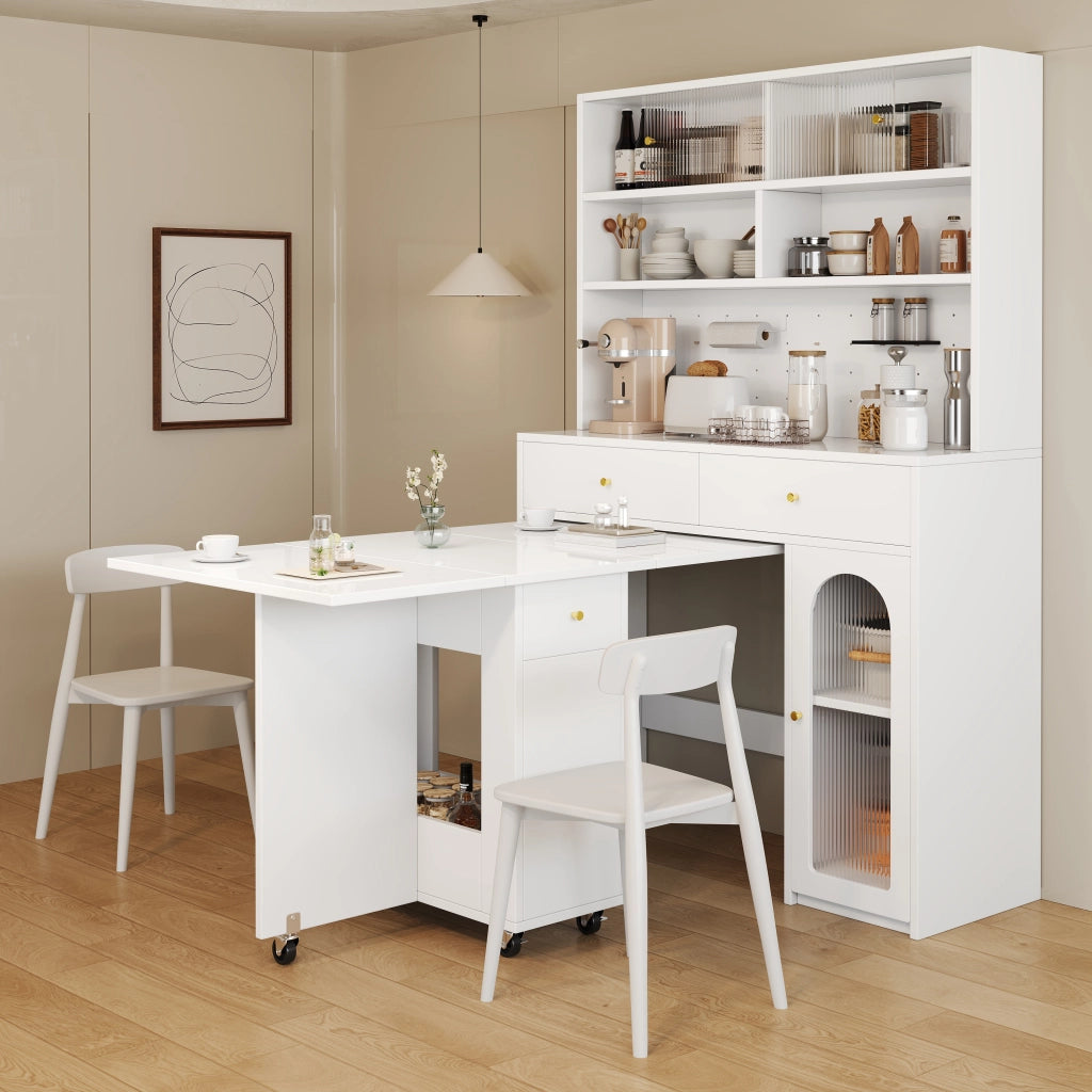 ARMADIO CUCINA 120x45x180 cm Bianco in MDF con piano di lavoro