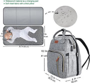 Sacchetto di cambio, sacchetto di cambio con grande capacità, sacchetto di cambio per bambini con cuscino di cambiamento portatile e cinture di seggiolino per la mamma e il papà, grigio