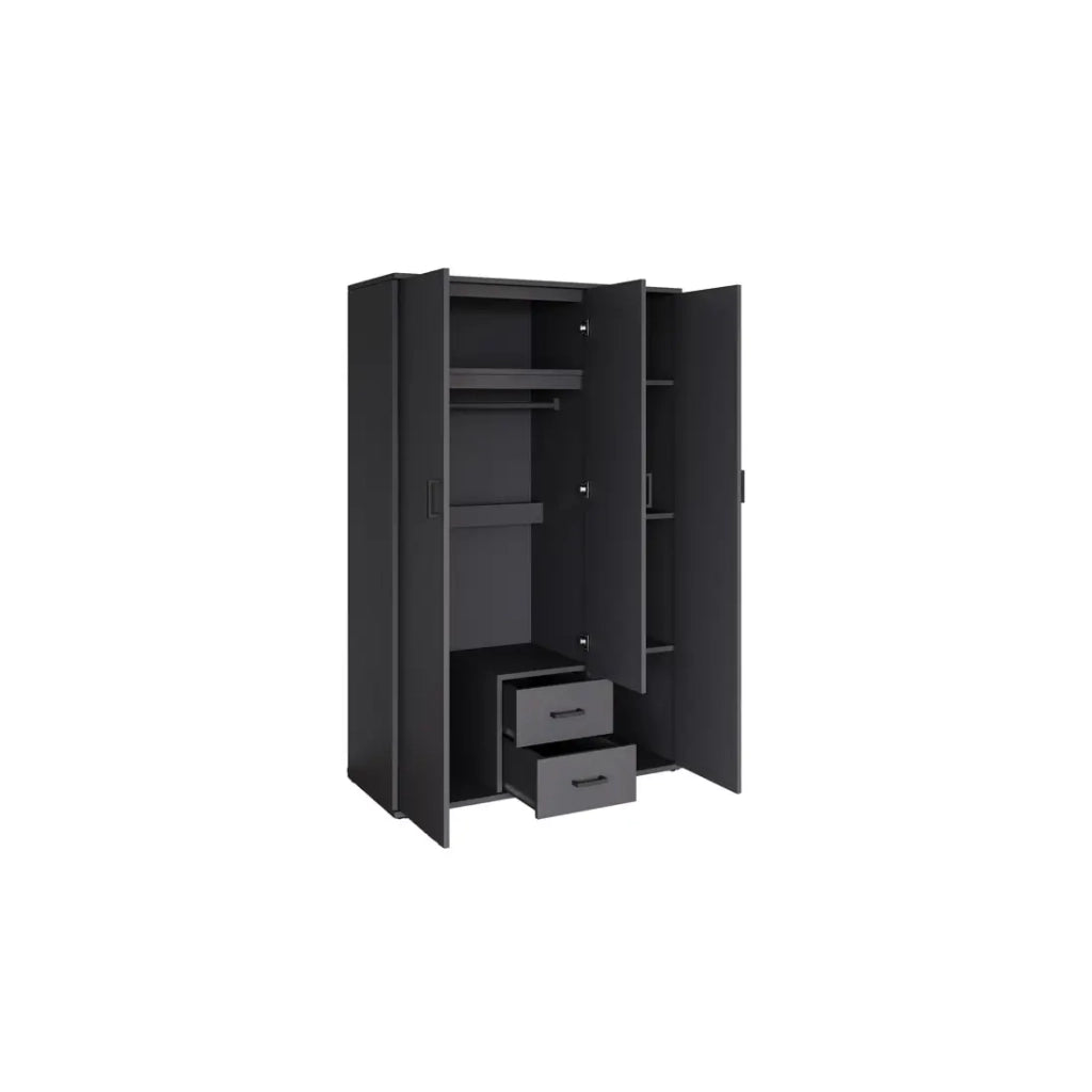 Armadio TOM – 3 porte – Colore grigio antracite – Guardaroba + scaffali – L120 cm – Design