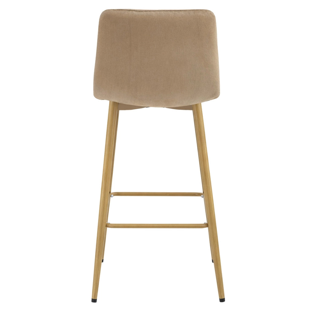 Sgabello alto Nado in velluto marrone con gambe in metallo