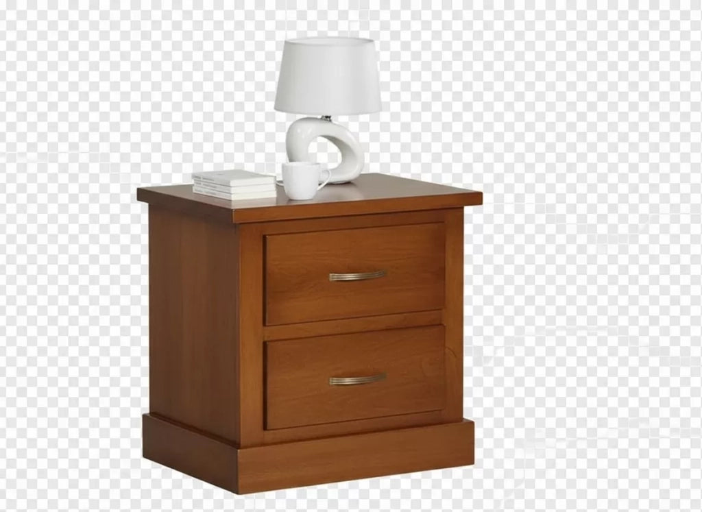 Comodino 2 cassetti in legno massiccio arte povera noce bassano 53x36x59 - Mobili 2G