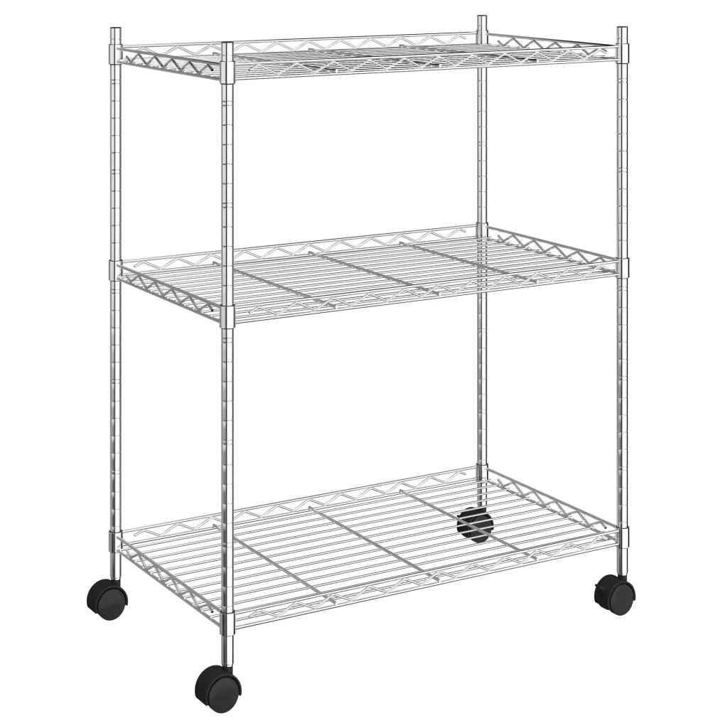 Scaffale a 3 Livelli con Ruote 60x35x81 cm Cromato 150 kg 324625