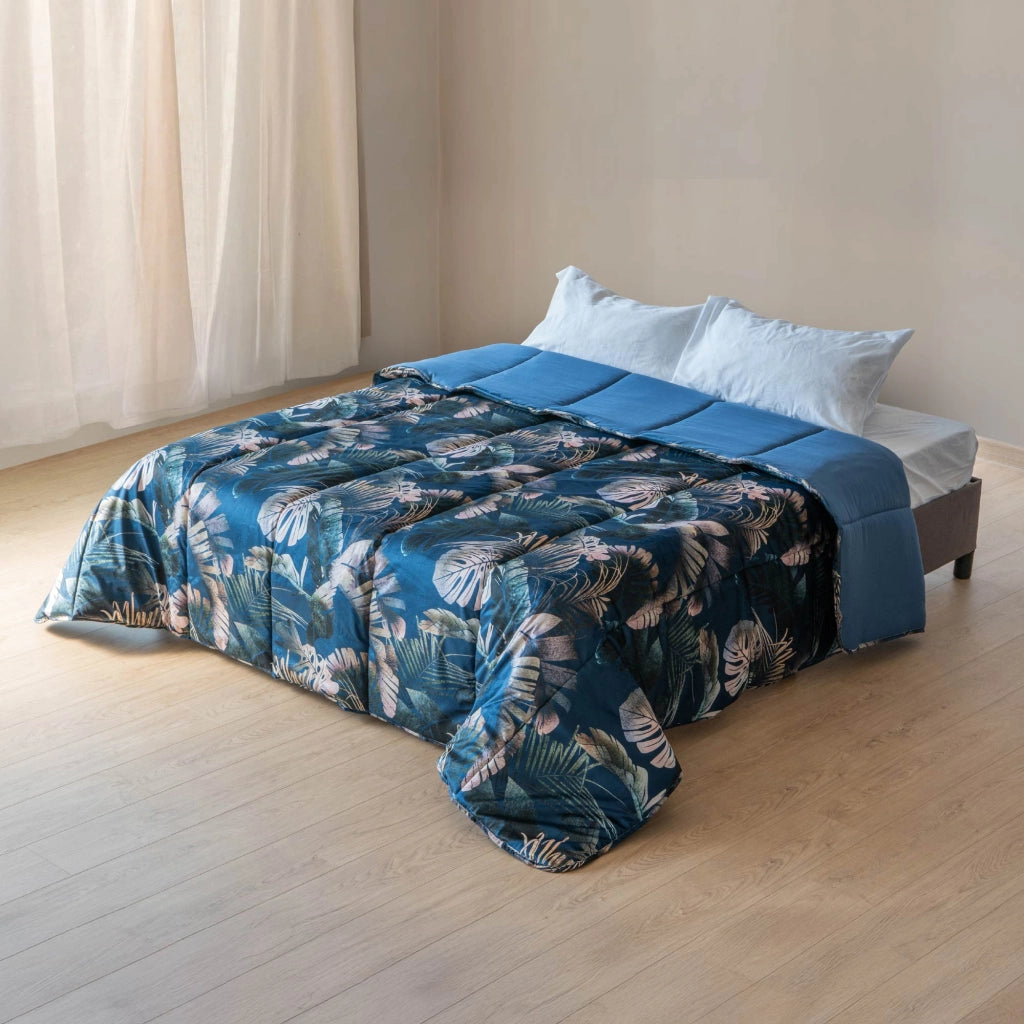 Trapunta Invernale Matrimoniale in Velluto con Stampa Digitale – Piumone Due Piazze Elegante e Morbido 500gr – Piumino Caldo Made in Italy per Inverno Foglieblu - Matrimoniale