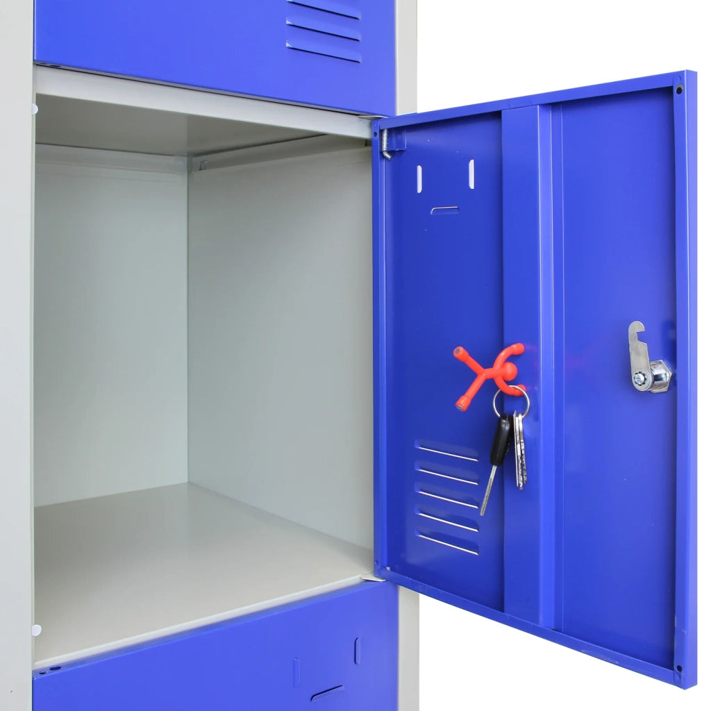 3 Armadietti da Montare con 4 Porte Blu Acciaio per Scuole Palestre e Spogliatoi