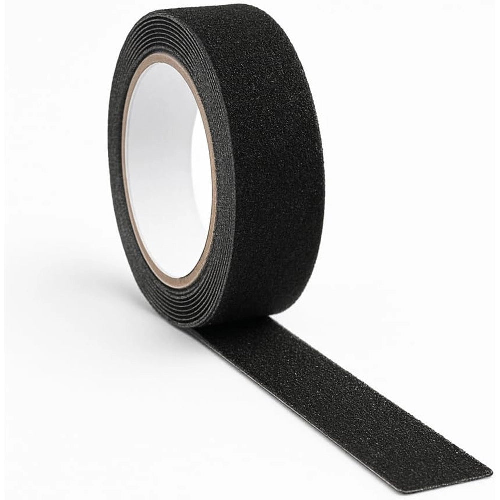Trade Shop - Nastro Adesivo Nero Per Interno/esterno Anticaduta Antiscivolo Senza Residui 25mmx5mt -
