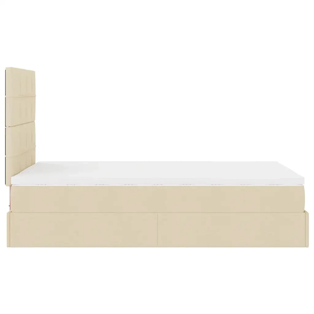 Struttura Letto Pouf con Materasso Crema 120x190 cm in Tessuto 3313145