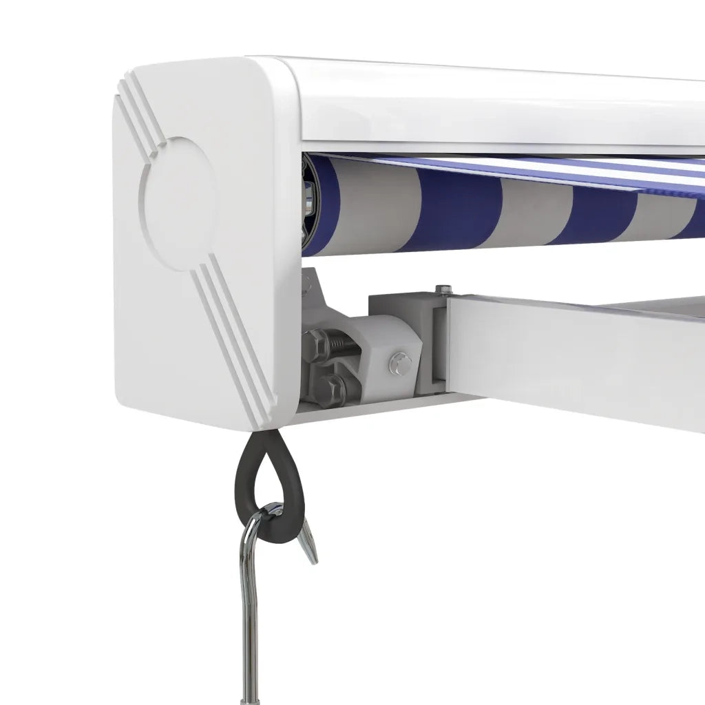 Tenda da Sole Retrattile Blu e Bianca 4x3 m Tessuto e Alluminio