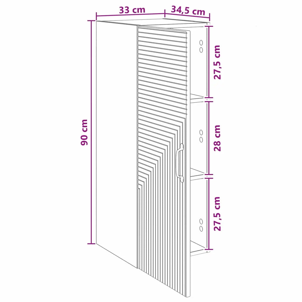 Mobiletto a muro Nero 33 x 34,5 x 90 cm Legno ingegnerizzato 898586
