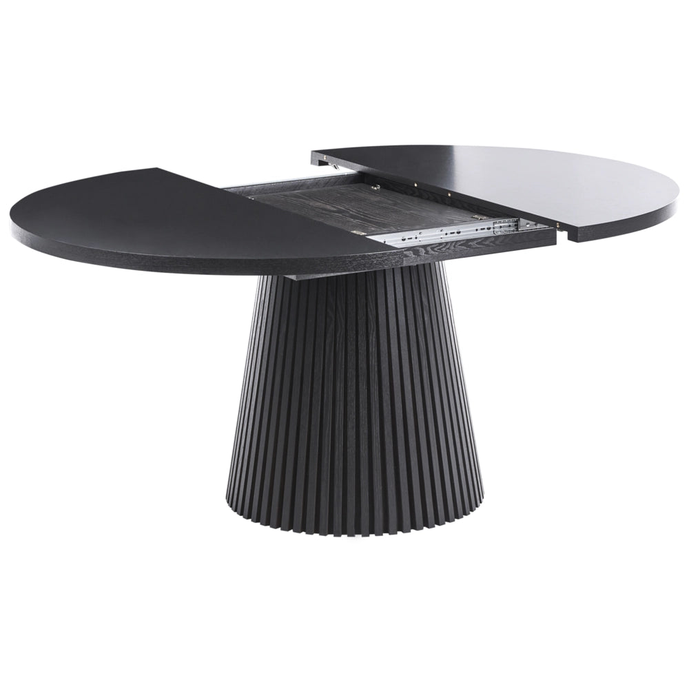 Tavolo da pranzo allungabile gambe a coste legno di frassino nero 120/160 x 75 cm stile moderno industriale