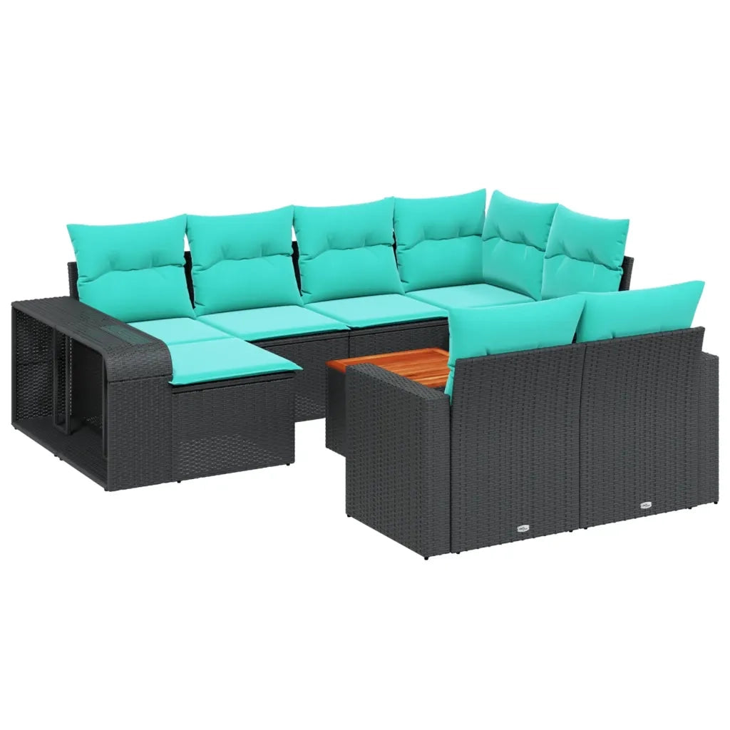 Set Divani da Giardino 11 pz con Cuscini Nero in Polyrattan 3228917
