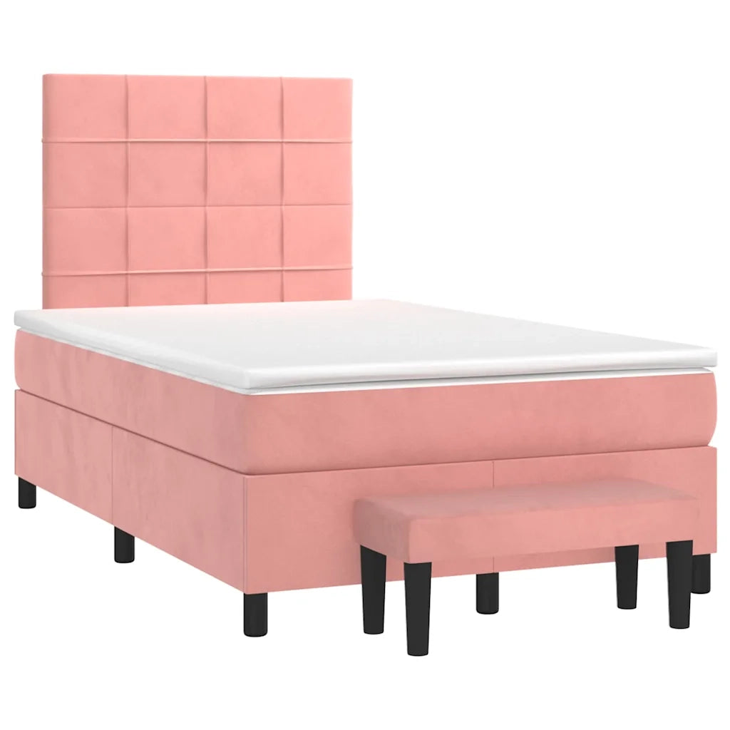 Giroletto a Molle con Materasso Rosa 120x190 cm in Velluto