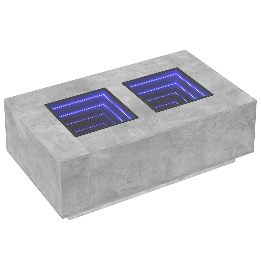 Tavolino Salotto con LED Infinity Grigio Cemento 116x69x40 cm
