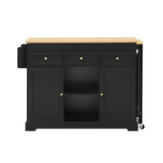 Mobile contenitore con 3 cassetti; piano estraibile e ruote - per cucina e sala da pranzo - nero naturale - 112-188x45x92 cm