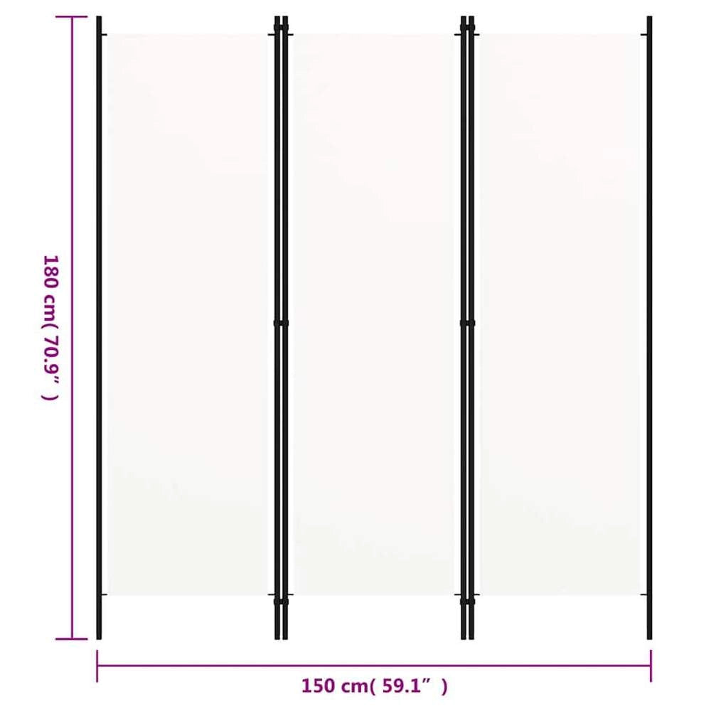 3-piece Room Divider, White, 150x180 Cm