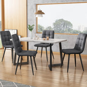 Set di 4 sedie da pranzo in lino grigio; seduta imbottita con struttura in metallo; 44x41x86 cm