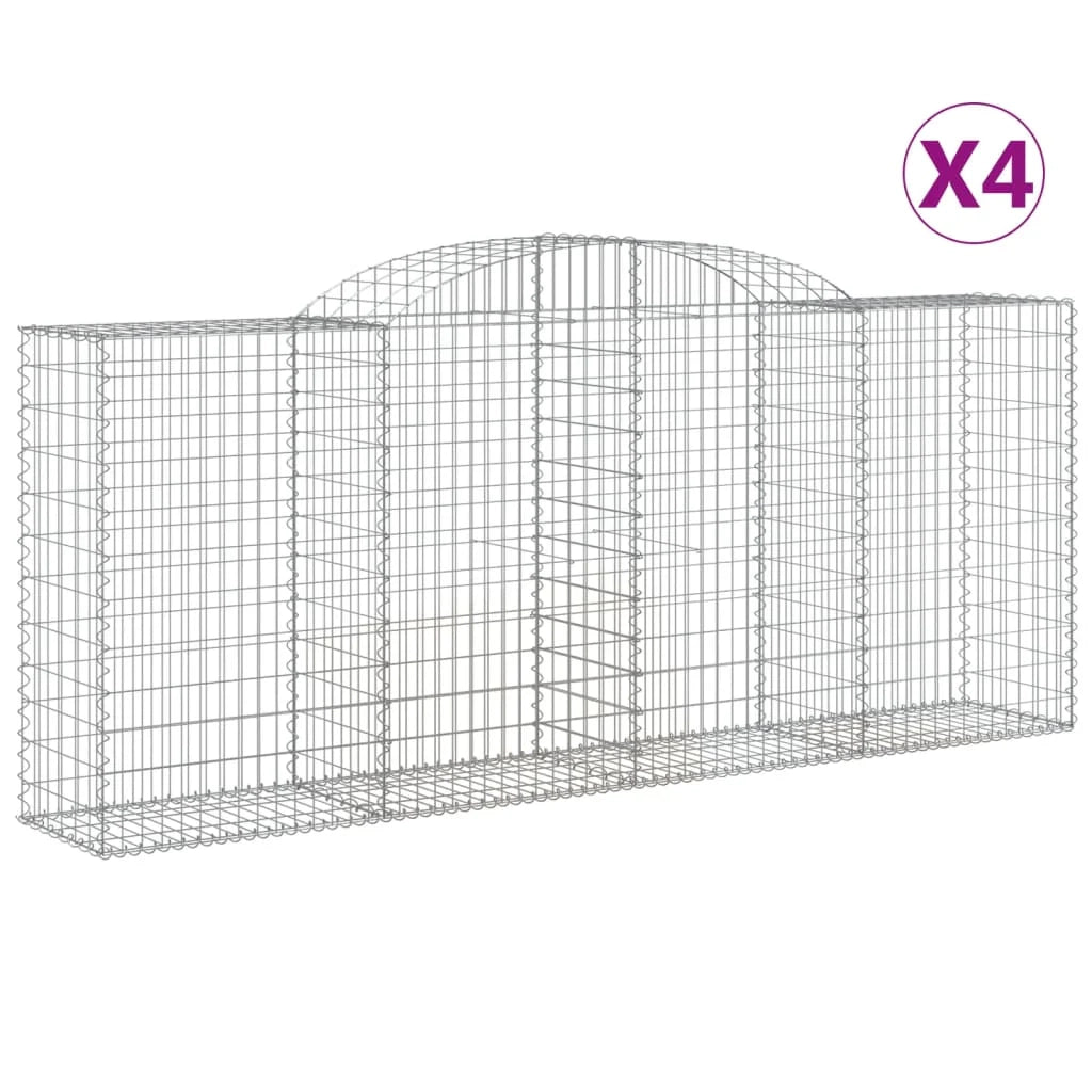 Set di 4 gabbioni ad arco per recinzione gabbia o muro di contenimento 300 x 50 x 120/140 cm ferro zincato argento 02_0041465