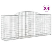 Set di 4 gabbioni ad arco per recinzione gabbia o muro di contenimento 300 x 50 x 120/140 cm ferro zincato argento 02_0041465