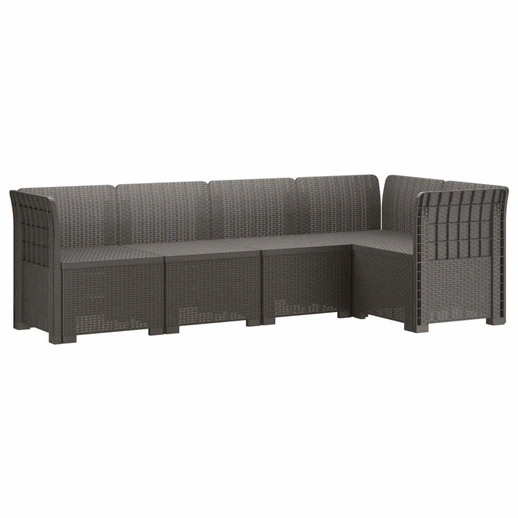 Divano da Giardino 5 Posti Stile Rattan PP Grigio Chiaro 3444033