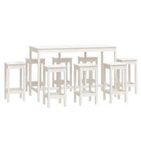 Set da Bar 9 pz Bianco in Legno Massello di Pino cod mxl 14982