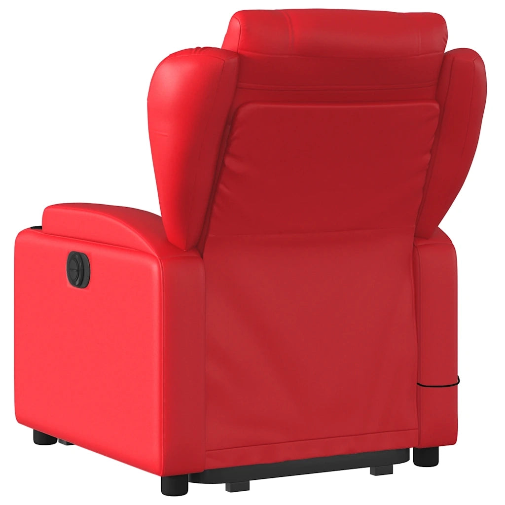 Poltrona Alzapersona Reclinabile Massaggio Rosso in Similpelle 3204556