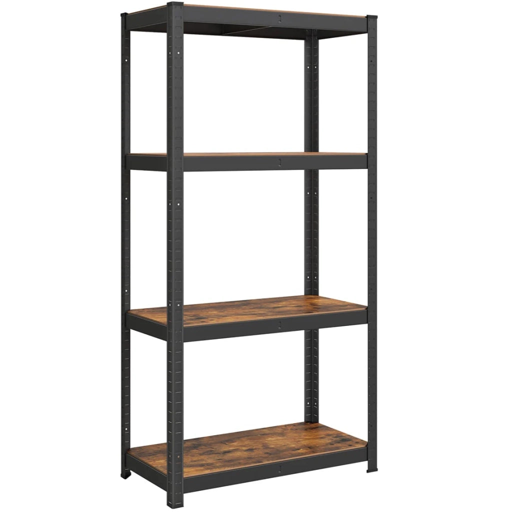 Scaffalatura per carichi pesanti 40 x 80 x 160 cm Unità di stoccaggio in acciaio a 4 livelli Scaffalatura da garage a montaggio rapido per cassette degli attrezzi Capacità 520 kg Nero 12_0005565