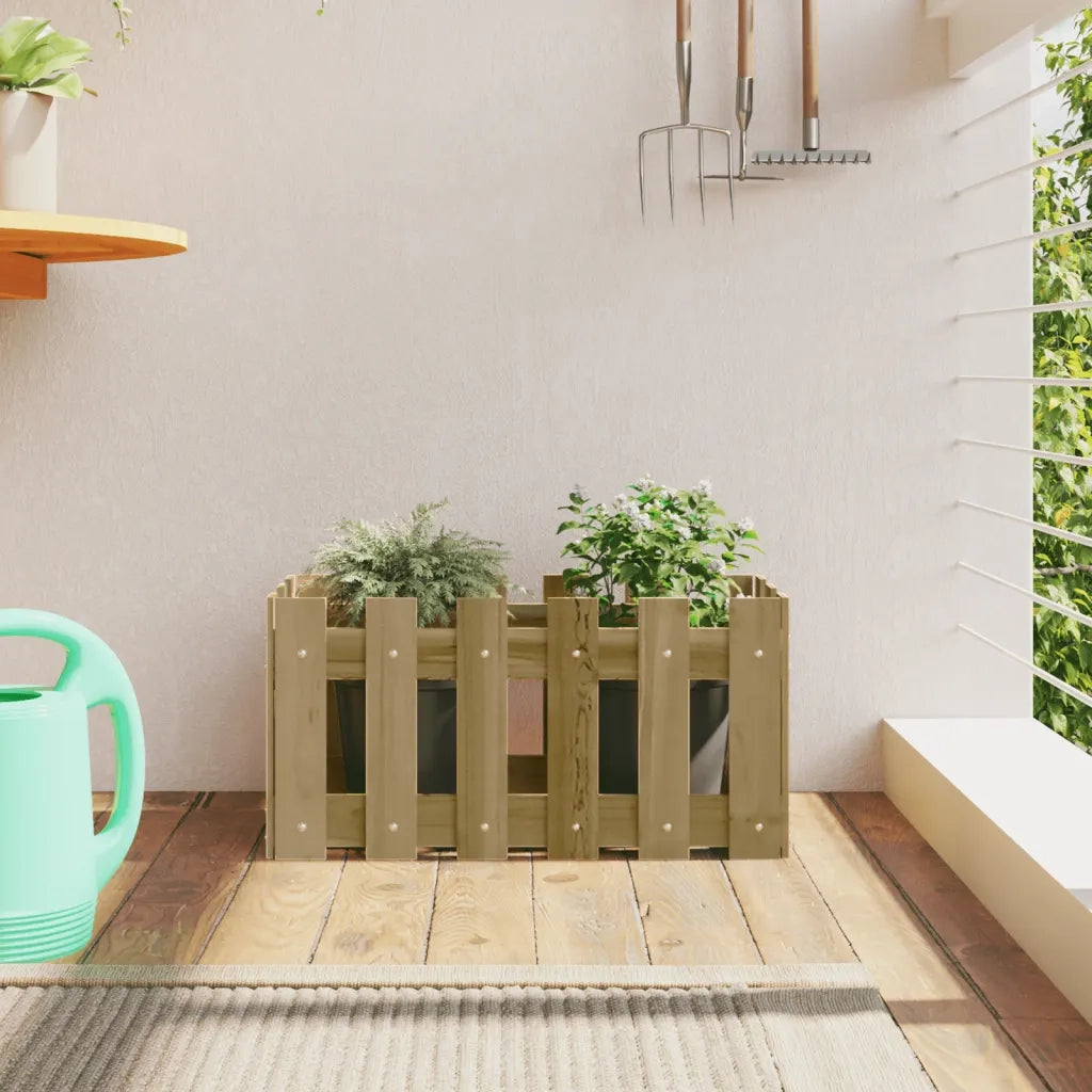 Fioriera | Cassetta per fiori | Vaso Giardino a Recinzione 60x30x30 cm in Pino Impregnato