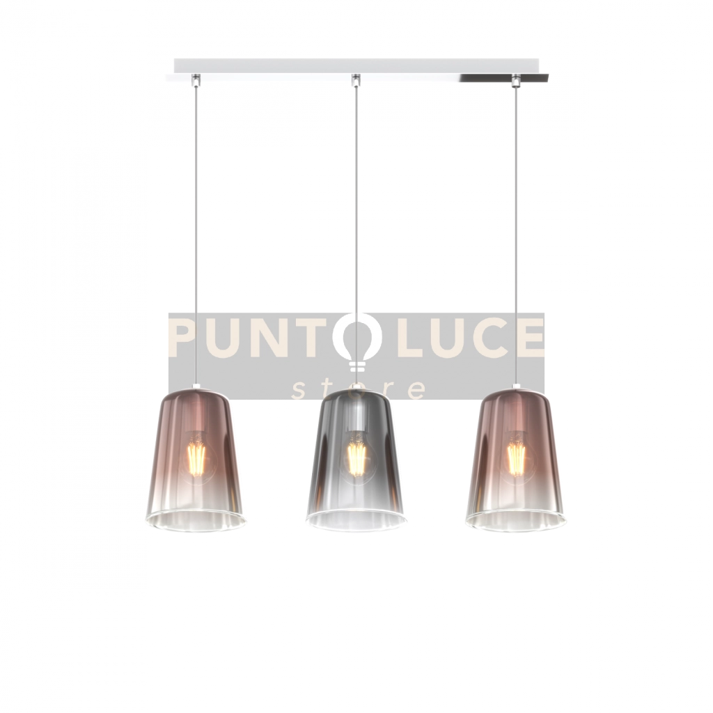 SOSPENSIONE CROMO RETTANGOLARE 3 LUCI (2 RA + 1 CR) 1164CR-S3 R-RC