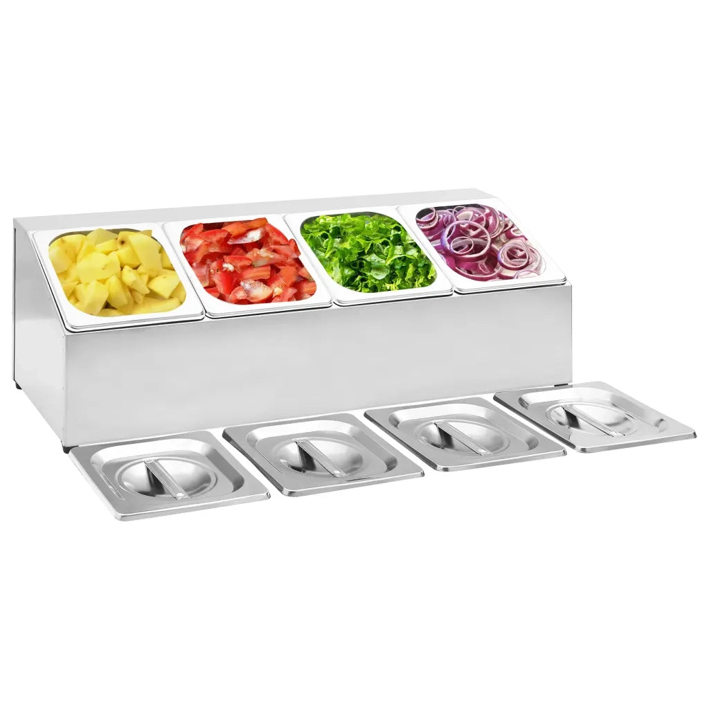 Supporto Gastronorm con 4 Contenitori GN 1/6 in Acciaio Inox cod mxl 106985