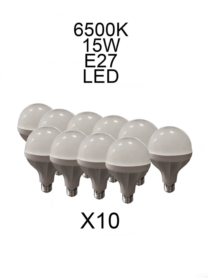 Kit 10PZ Lampadine LED 15W 6500K E27