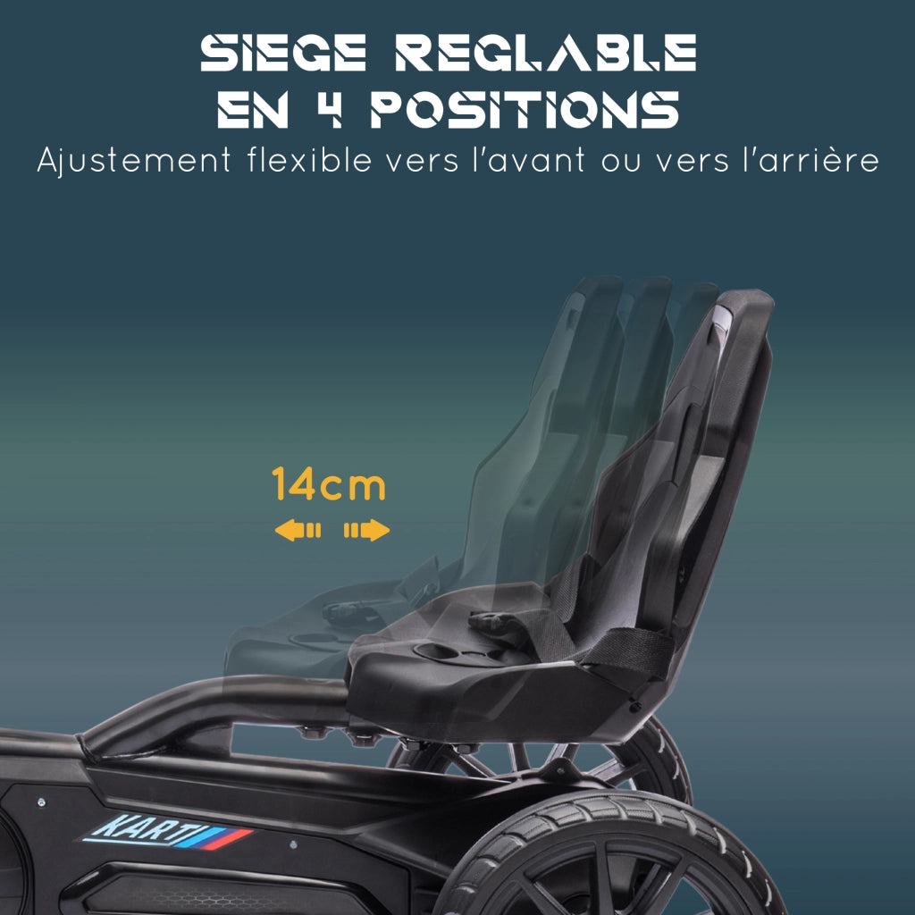 Go-kart a pedali per bambini con sedile regolabile 4 posizioni e ruote EVA ¨C Xylo ¨C nero 100x58x58,5 cm