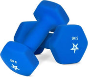 Set di Pesi in Manubri 1 kg a 7 kg - Set di Pesi per Allenamento in Casa 2 KG x 2 Blu